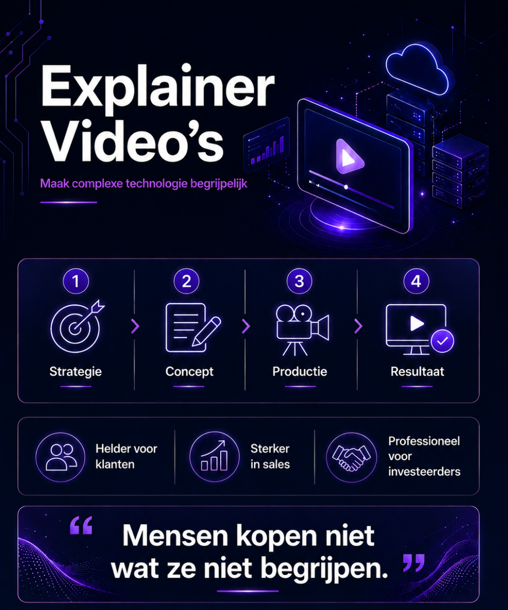 Infographic over explainer video’s van Casper Rutjes en FrameSpot voor tech-, SaaS- en high-tech bedrijven.